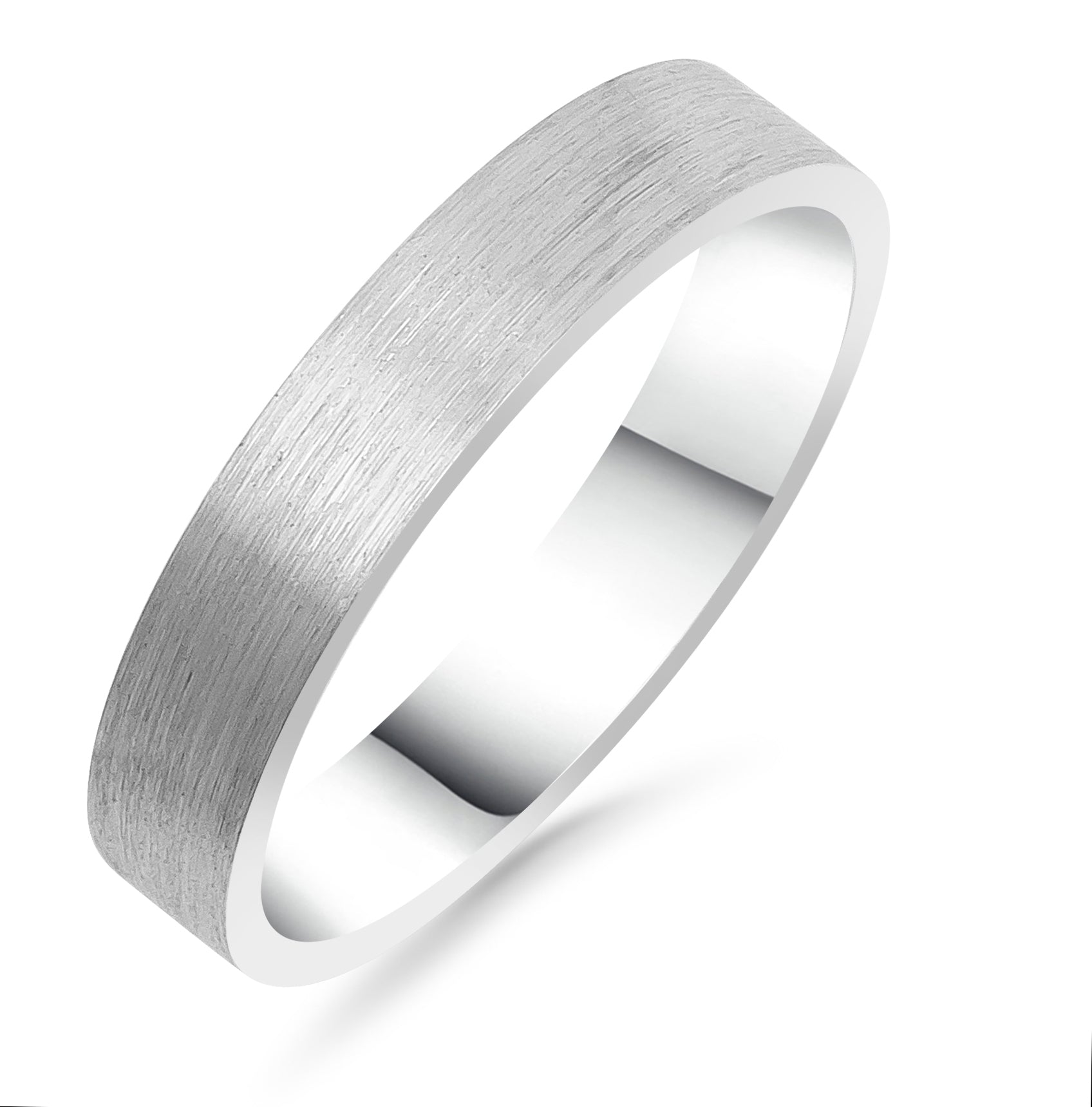 Silván,Silván kihlasormus, harjattu pinta 4mm flakka, 14K valkokultaa