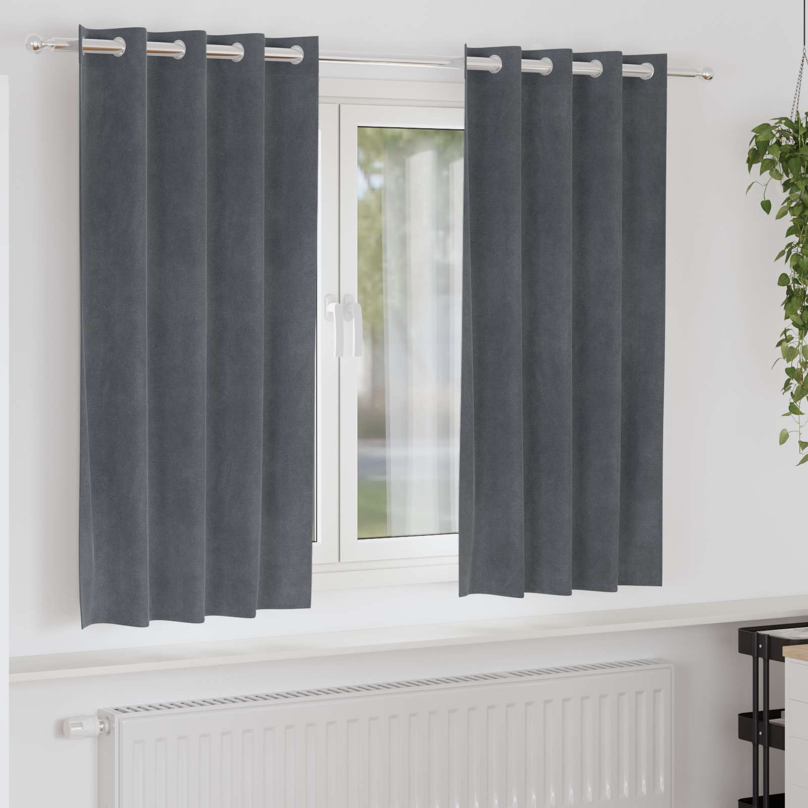 vidaXL Verhot Vaaleanharmaa 140 x 175 cm Sametti
