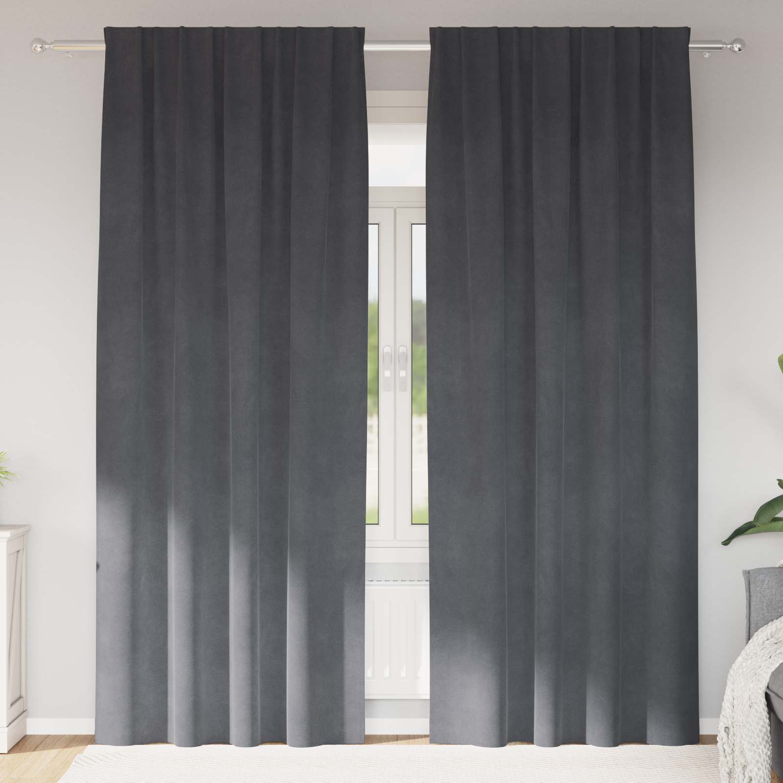 vidaXL Verhot Vaaleanharmaa 140 x 260 cm Sametti